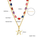 Collier pour femme avec pendentifs étoiles et finition dorée