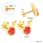 Boucles d'oreilles tiges avec motifs bois de cerf et cristaux