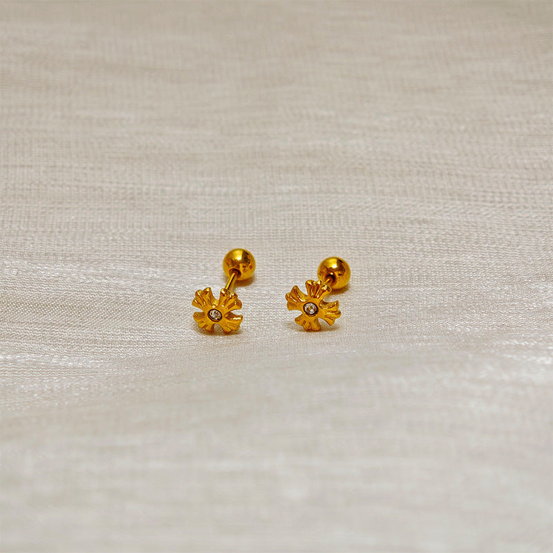 Boucles d'oreilles puces motif floral pour femme