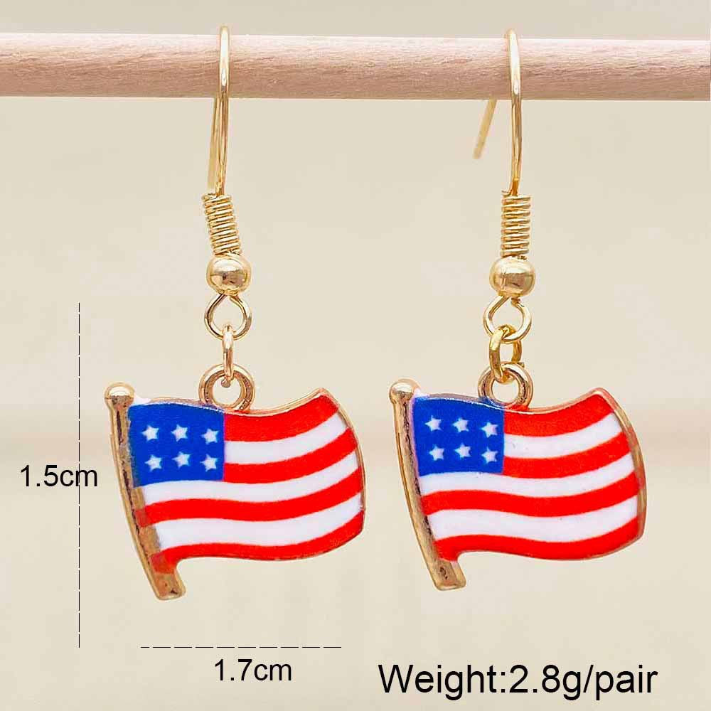 Boucles d'oreilles pendantes patriotiques drapeau en émail pour femme