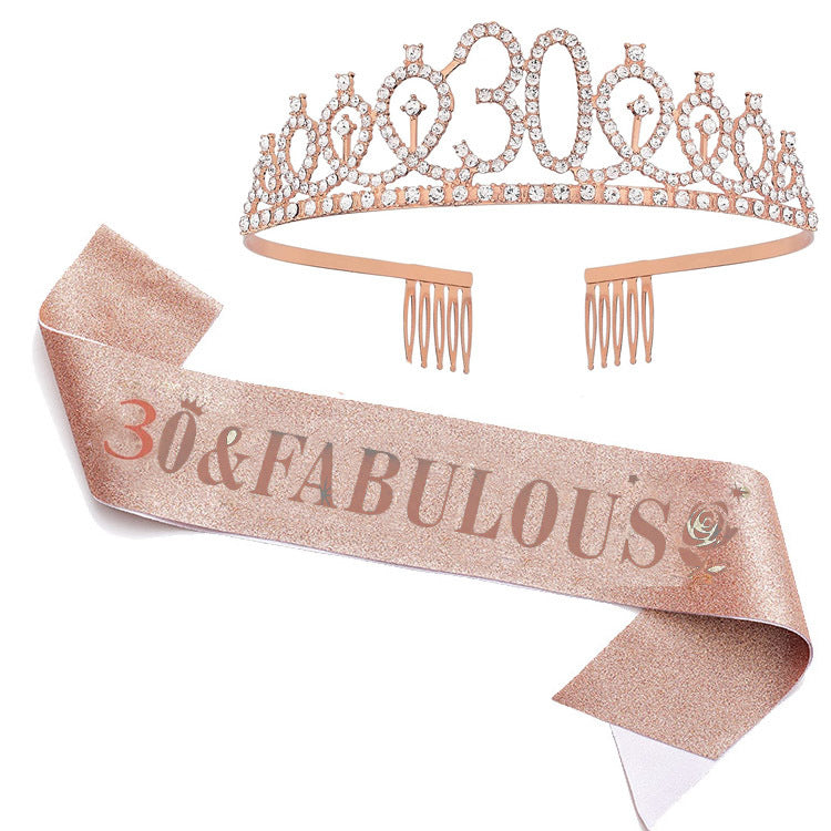 Ensemble diadème et écharpe d'anniversaire pour femme