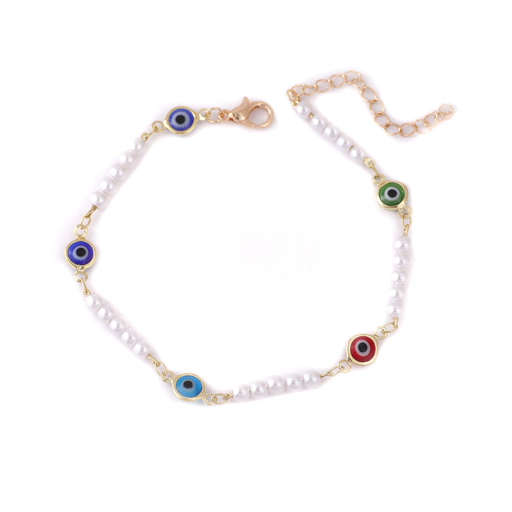 Bracelet perles et mauvais œil coloré