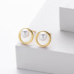 Boucles d'oreilles puces pour femme design perle moderne en argent sterling 925