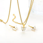 Parure de bijoux pour femme avec pendentifs papillon délicats et boucles d'oreilles