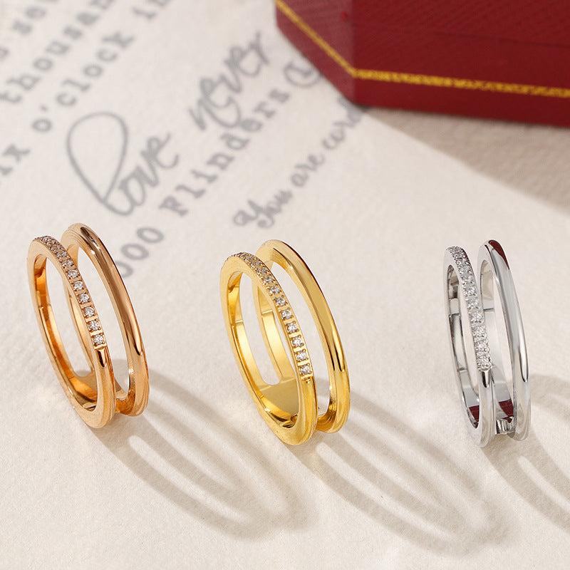 Bague élégante pour femme au design double