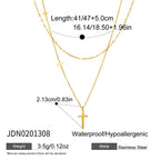 Collier double croix pour femme en acier inoxydable hypoallergénique