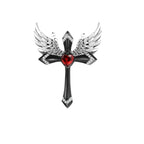 Collier pendentif croix ailes d'ange gothique