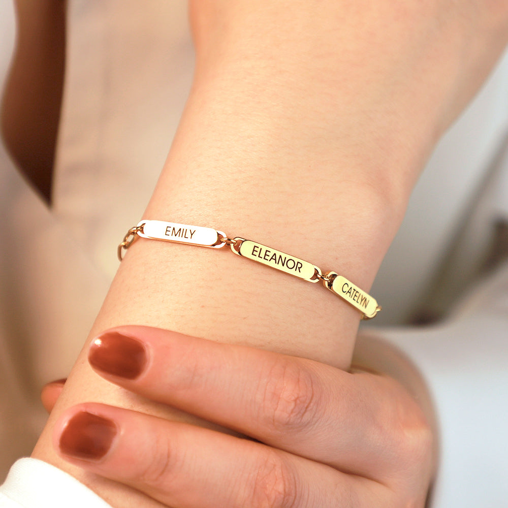 Bracelet trombone personnalisé avec noms de famille