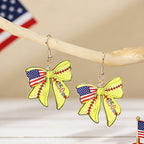 Boucles d'oreilles pendantes patriotiques en forme de nœud avec crochets dorés