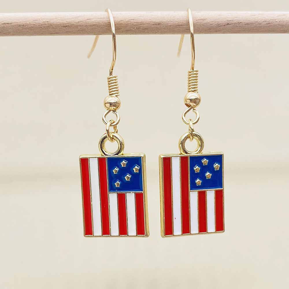 Boucles d'oreilles pendantes patriotiques drapeau en émail pour femme