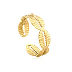 Bague réglable pour femme avec motif de feuilles