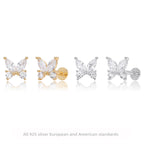 Boucles d'oreilles puces pour femme motif papillon en argent sterling 925