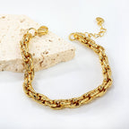 Bracelet pour femme en acier inoxydable plaqué or avec fermoir réglable