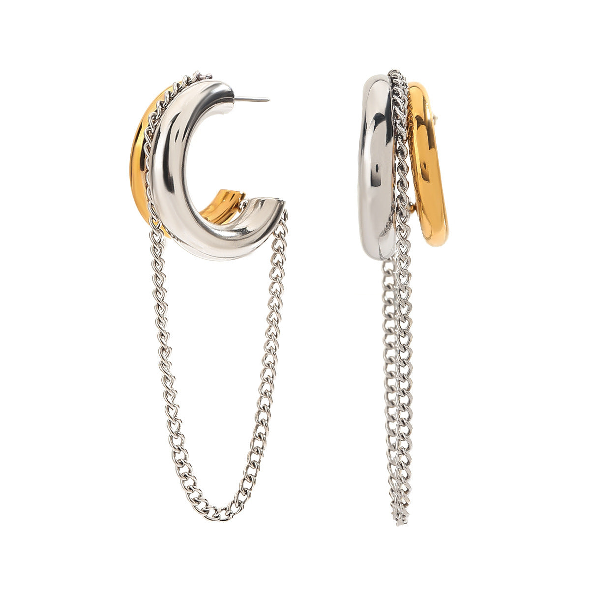 Boucles d'oreilles pendantes élégantes en acier inoxydable