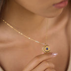 Collier pour femme avec pendentif lune et soleil en acier inoxydable