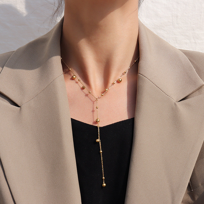 Collier élégant en Y avec perles