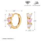 Damen Ohrringe mit funkelnden Herz-Zirkonen aus 925 Sterling Silber