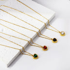 Collier pour femme avec pendentif cœur en acier inoxydable doré et zircon