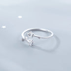Bague élégante et délicate pour femme avec motifs d'étoiles et de fleurs