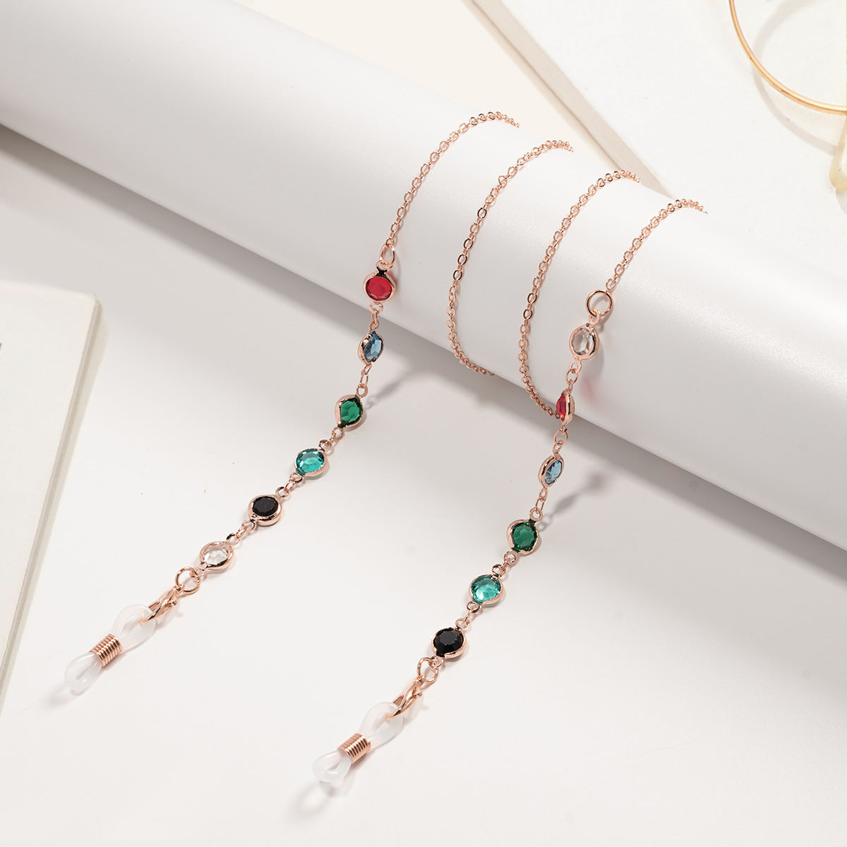 Chaîne de lunettes décorative en cristal
