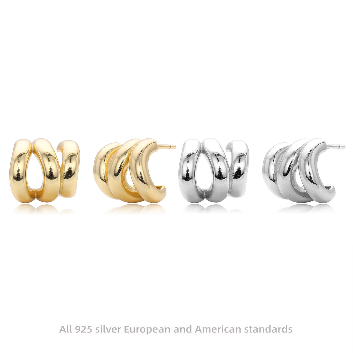 Damen Ohrhänger im eleganten, geschwungenen Design aus 925 Sterling Silber