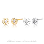 Boucles d'oreilles pour femme motif soleil en argent sterling 925