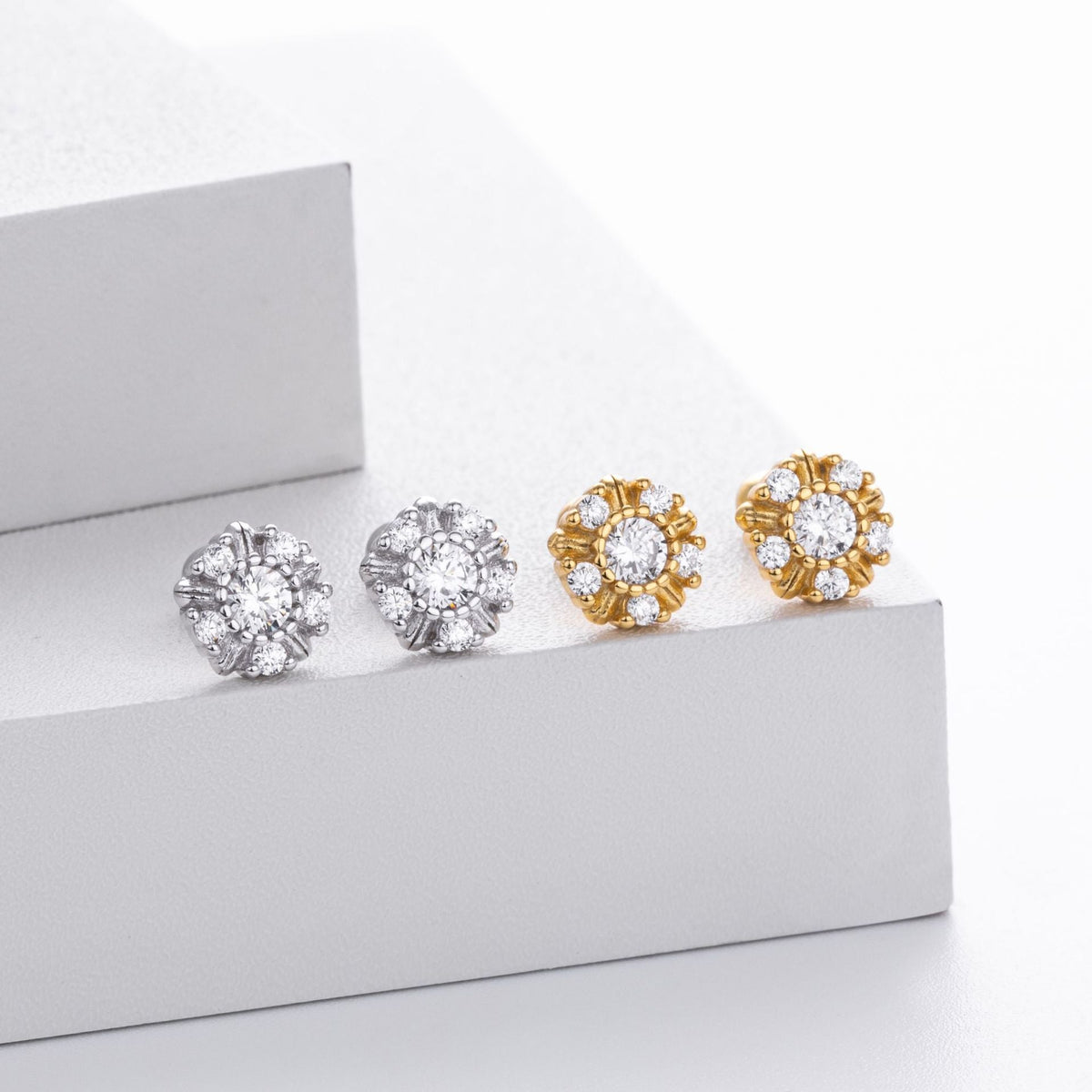 Boucles d'oreilles pour femme avec zircon et argent sterling 925