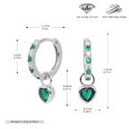 Boucles d'oreilles pendantes cœur en argent sterling 925 et zircone