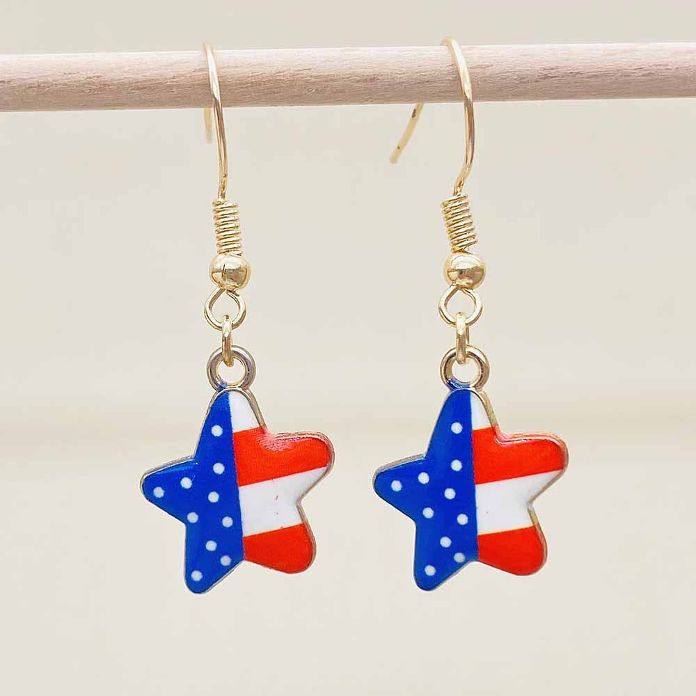 Boucles d'oreilles pendantes patriotiques drapeau en émail pour femme