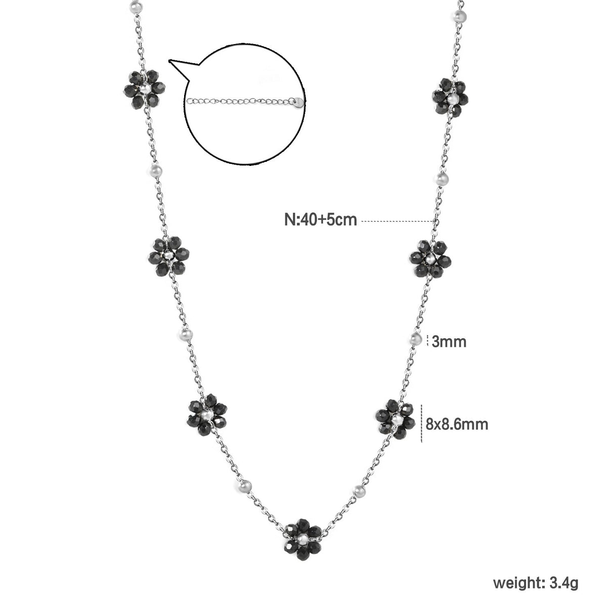 Collier pour femme au design floral avec cristaux