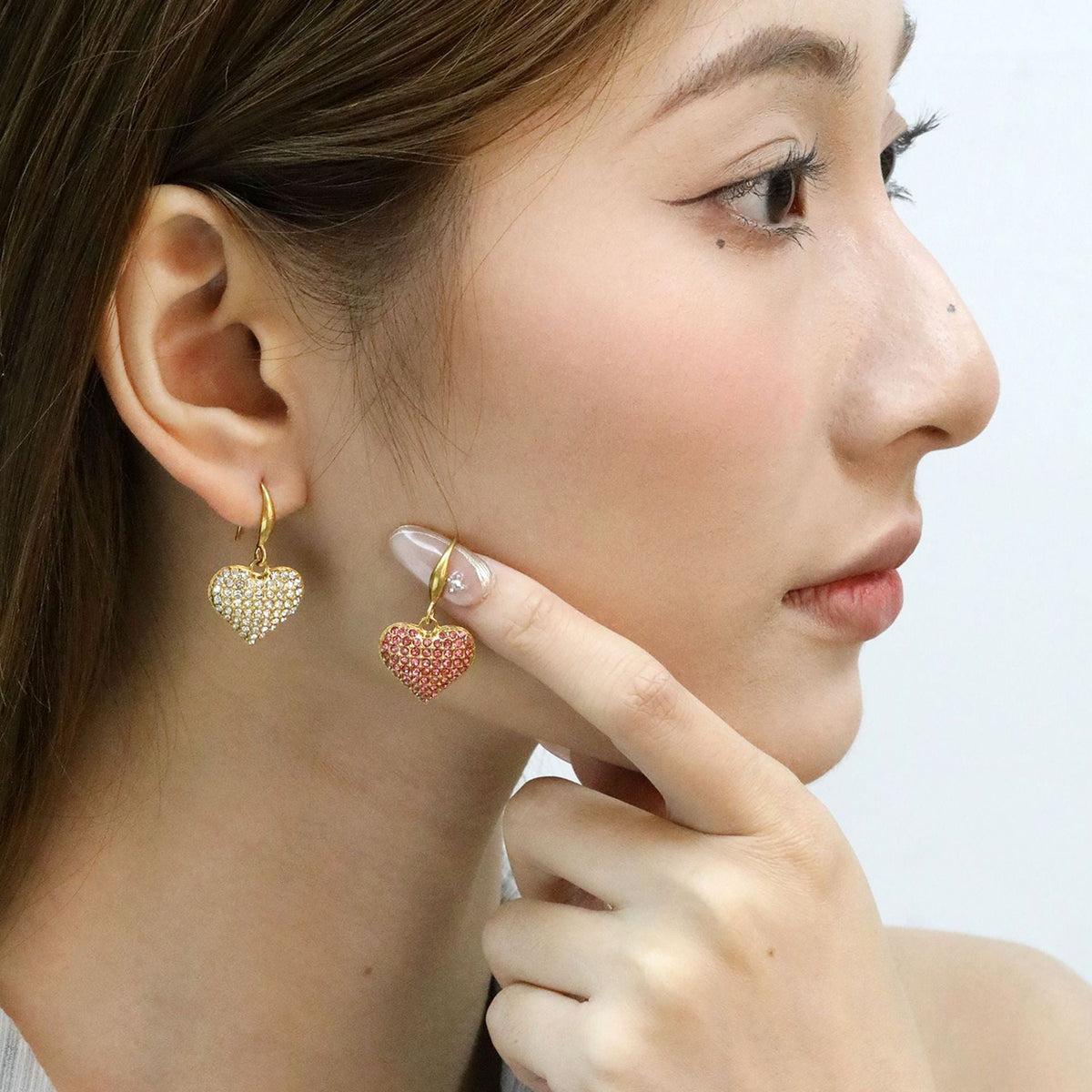 Boucles d'oreilles pendantes pour femme design cœur