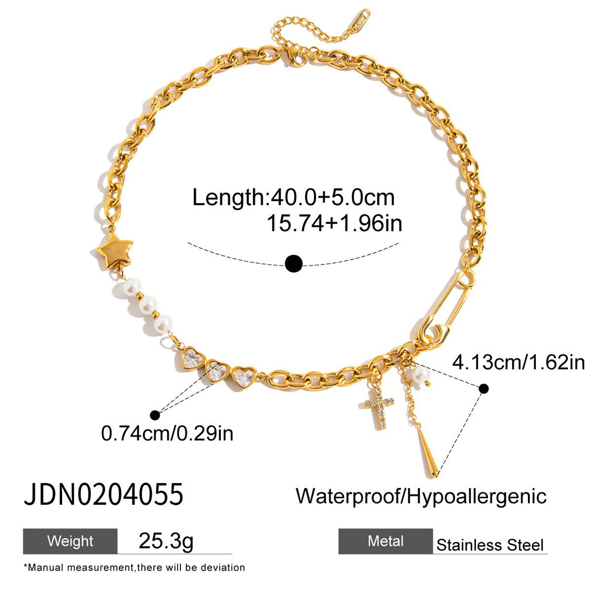 Bracelet pour femme en acier inoxydable avec pendentifs cristaux