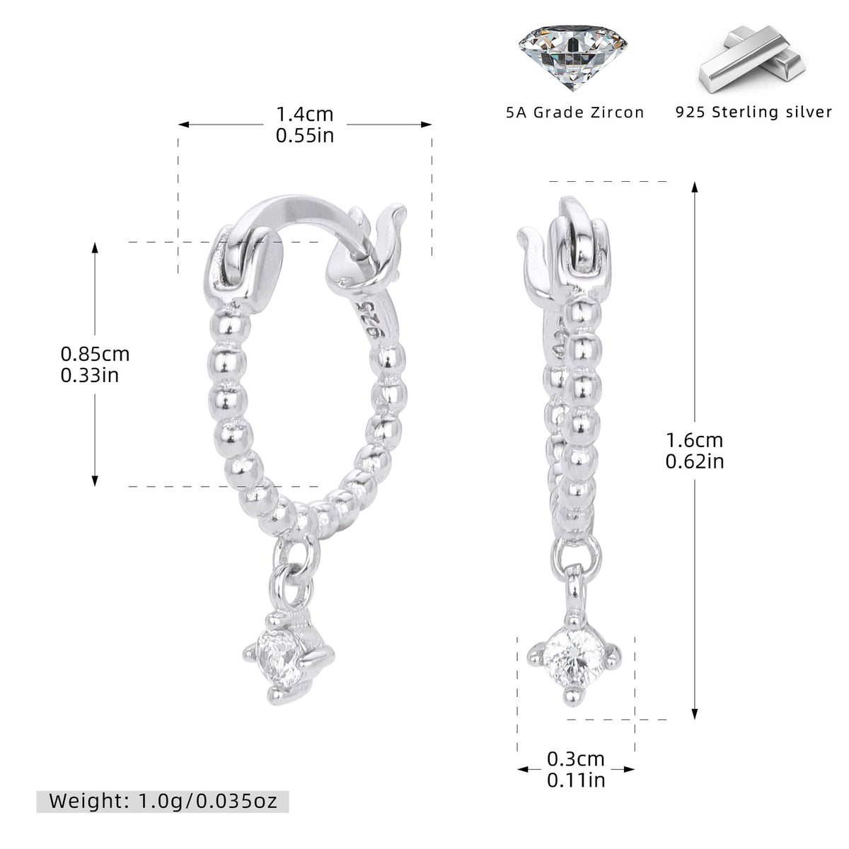 Boucles d'oreilles pendantes pour femme avec zircon étincelant