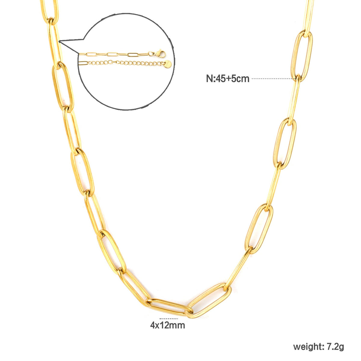 Collier tendance pour femme à maillons ovales et fermoir réglable