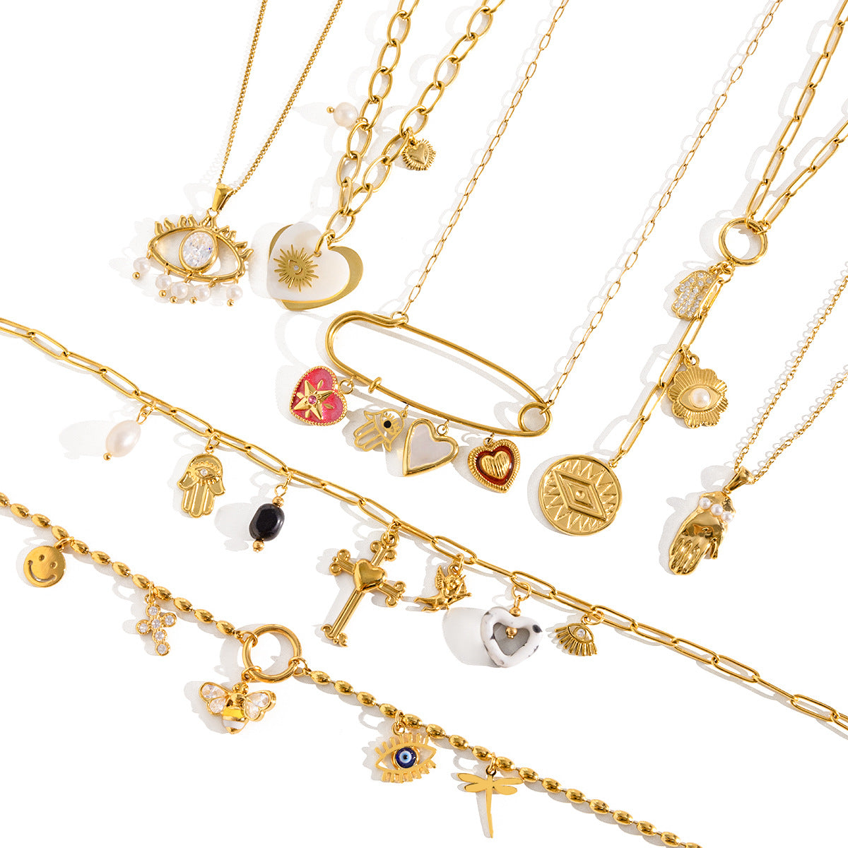 Collier pour femme avec pendentifs charmants et longueur réglable
