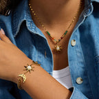 Collier pour femme avec pendentif soleil et lune en acier