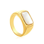 Bague pour femme avec pendentif perle carré et placage or