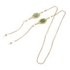 Boucles d'oreilles pendantes perles et pierres vertes