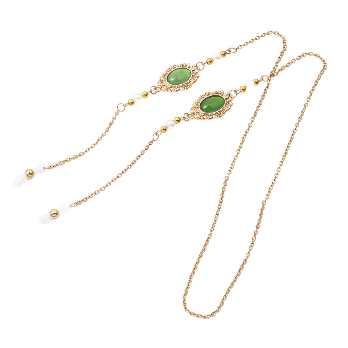 Boucles d'oreilles pendantes perles et pierres vertes
