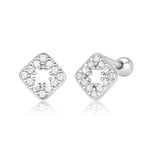 Boucles d'oreilles carrées en argent sterling 925 avec zircons