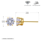 Boucles d'oreilles puces pour femme avec zircons 5A en argent sterling 925