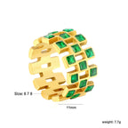 Bague ouverte pour femme avec design en treillis et zircones