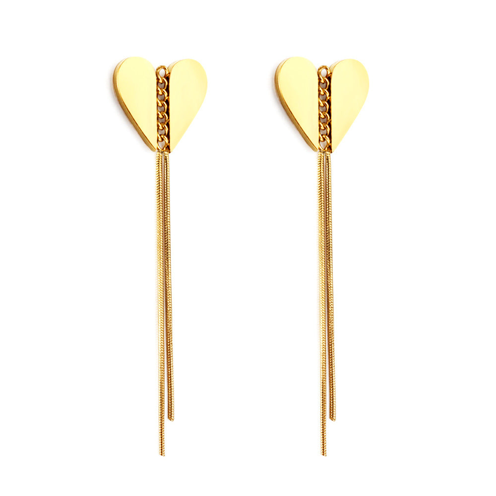 Boucles d'oreilles cœur avec chaînettes