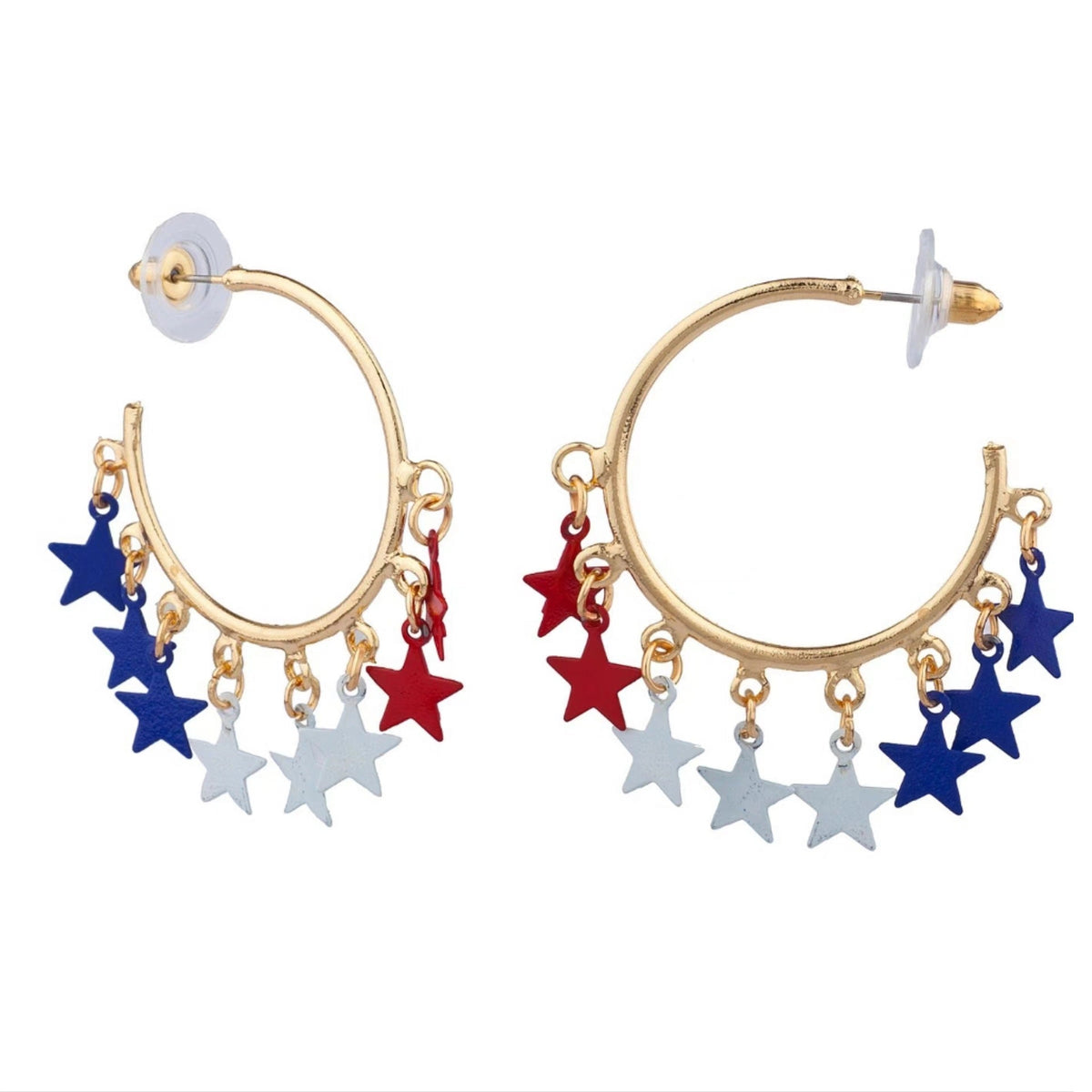 Boucles d'oreilles créoles avec étoiles mobiles et chaînes fines pour femme