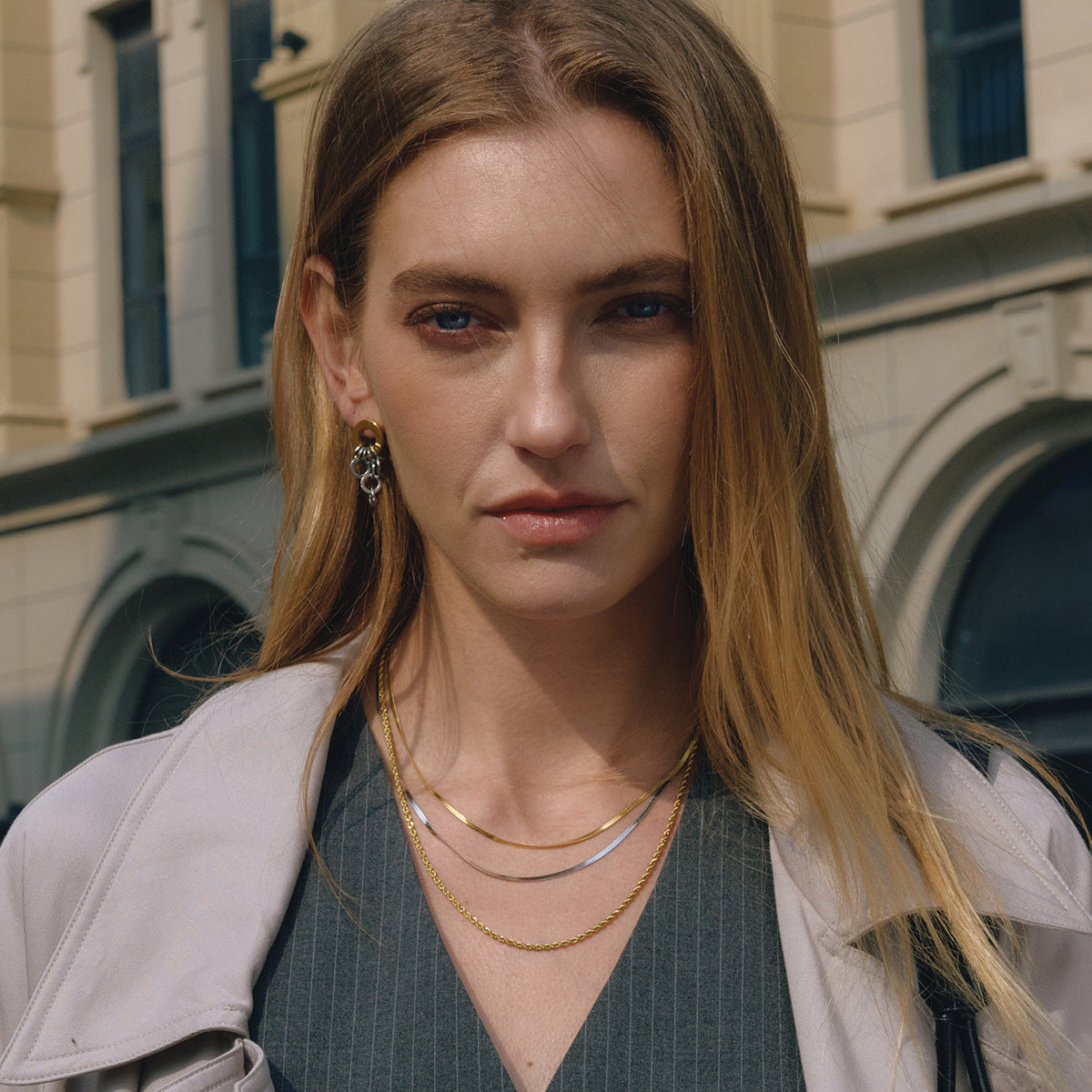 Collier multi-rangs pour femme en acier inoxydable hypoallergénique