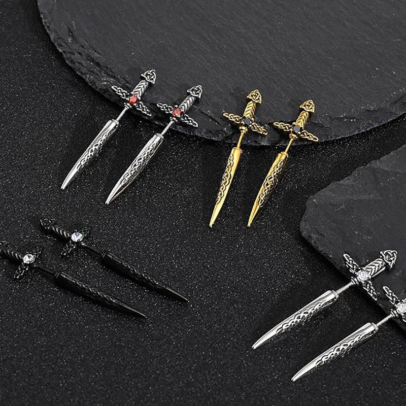Boucles d'oreilles gothiques en forme d'épée
