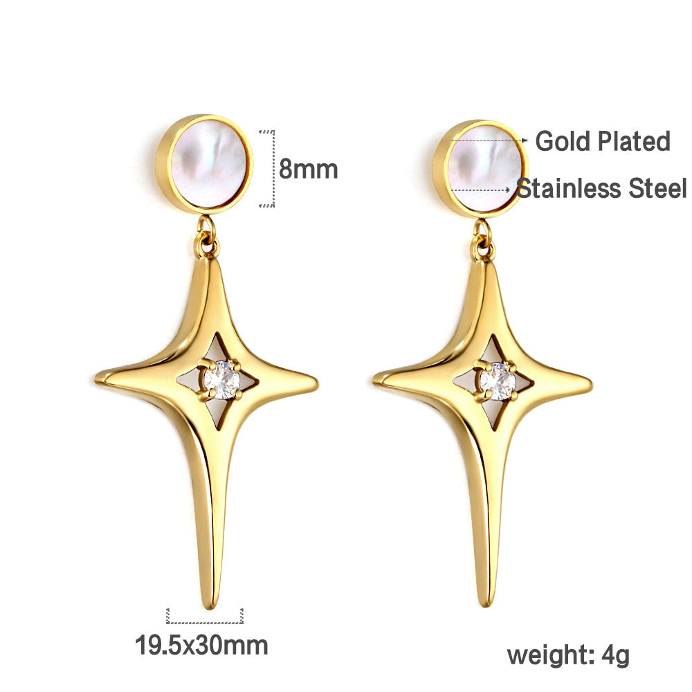 Boucles d'oreilles pendantes avec cristal et détail doré
