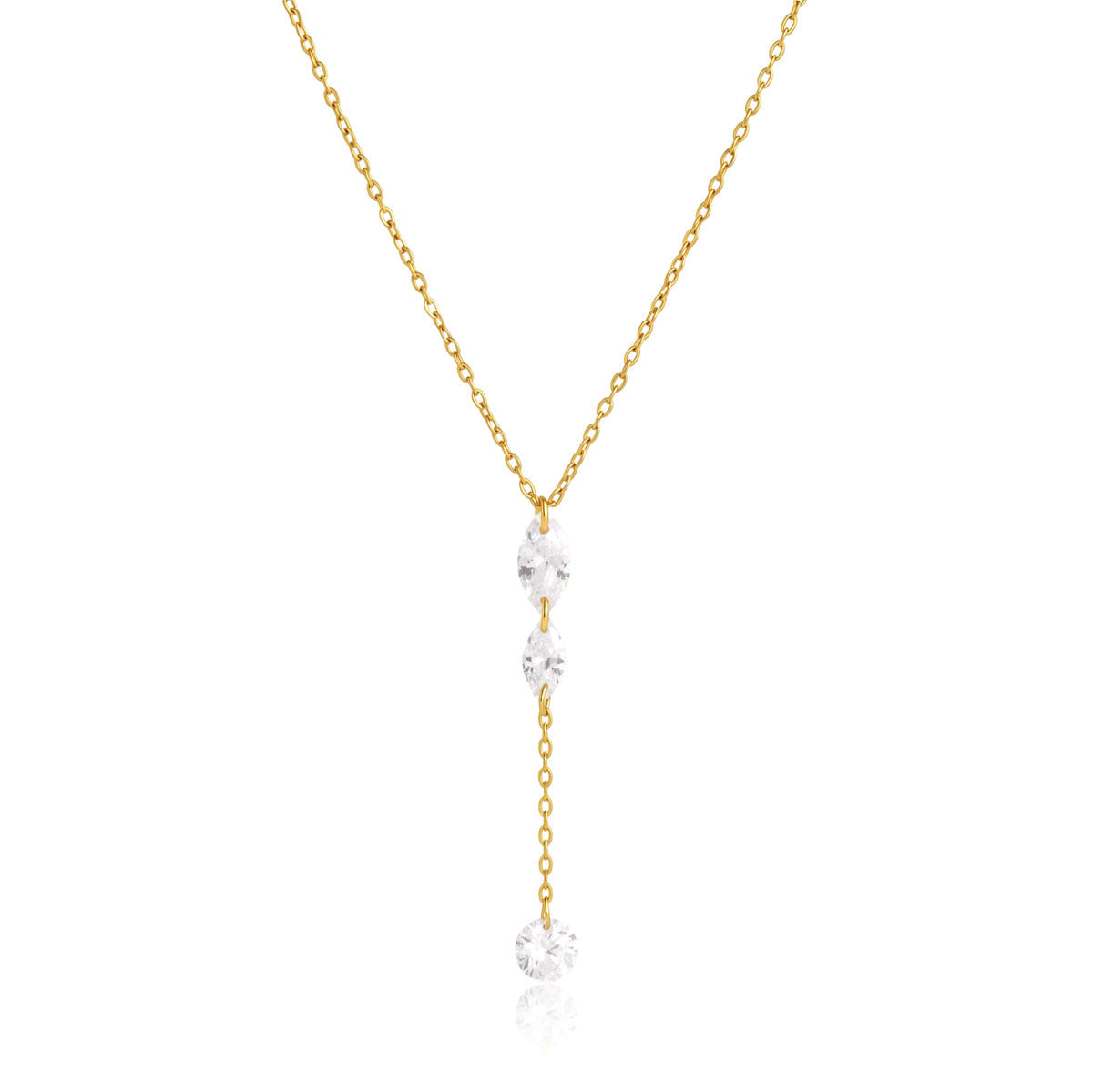 Collier pour femme avec détails en cristal étincelant en acier inoxydable