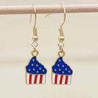 Boucles d'oreilles pendantes patriotiques drapeau en émail pour femme