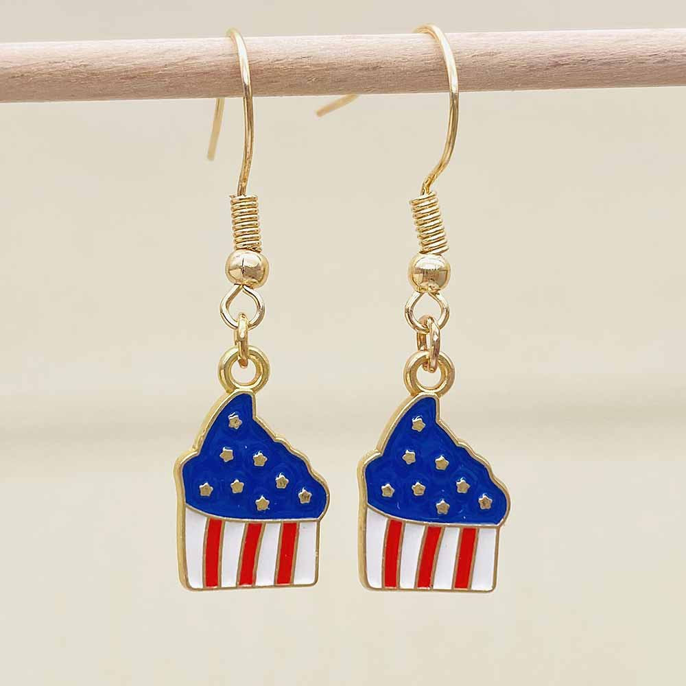 Boucles d'oreilles pendantes patriotiques drapeau en émail pour femme